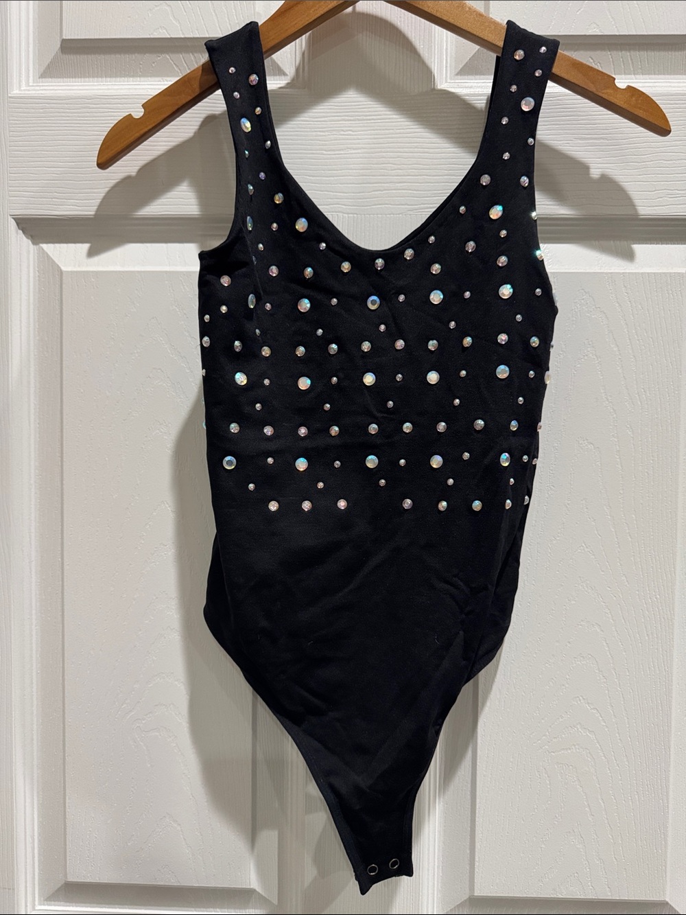 eye candy Black Rhinestone-Studded Bodysuit